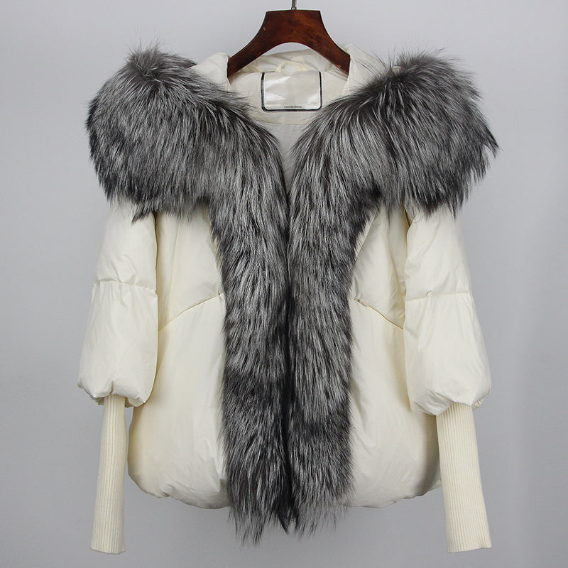 2023 Real Fox Fur Collar Hooded Winter Jacket Women Natural Thick Warm Loose Oversize Duck Down Coat Streetwear Outerwear VELORIA - Thread of Generations