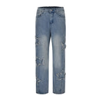 Men's Fashion Jeans Pants High Waist Straight Wide Leg Loose Skateboarding Denim Trousers Male Baggy Slim Fit Versatile Trouser VELORIA - Thread of Generations
