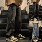 Men's Fashion Jeans Pants High Waist Straight Wide Leg Loose Skateboarding Denim Trousers Male Baggy Slim Fit Versatile Trouser VELORIA - Thread of Generations