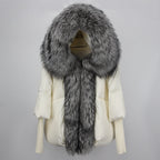2023 Real Fox Fur Collar Hooded Winter Jacket Women Natural Thick Warm Loose Oversize Duck Down Coat Streetwear Outerwear VELORIA - Thread of Generations