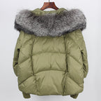 2023 Real Fox Fur Collar Hooded Winter Jacket Women Natural Thick Warm Loose Oversize Duck Down Coat Streetwear Outerwear VELORIA - Thread of Generations