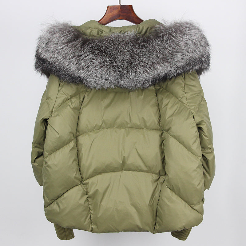 2023 Real Fox Fur Collar Hooded Winter Jacket Women Natural Thick Warm Loose Oversize Duck Down Coat Streetwear Outerwear VELORIA - Thread of Generations