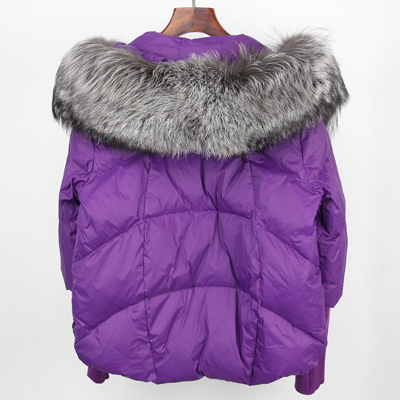 2023 Real Fox Fur Collar Hooded Winter Jacket Women Natural Thick Warm Loose Oversize Duck Down Coat Streetwear Outerwear VELORIA - Thread of Generations
