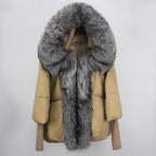 2023 Real Fox Fur Collar Hooded Winter Jacket Women Natural Thick Warm Loose Oversize Duck Down Coat Streetwear Outerwear VELORIA - Thread of Generations