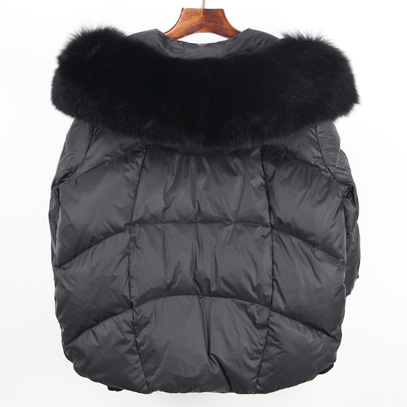 2023 Real Fox Fur Collar Hooded Winter Jacket Women Natural Thick Warm Loose Oversize Duck Down Coat Streetwear Outerwear VELORIA - Thread of Generations