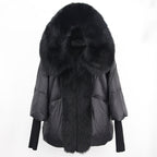 2023 Real Fox Fur Collar Hooded Winter Jacket Women Natural Thick Warm Loose Oversize Duck Down Coat Streetwear Outerwear VELORIA - Thread of Generations