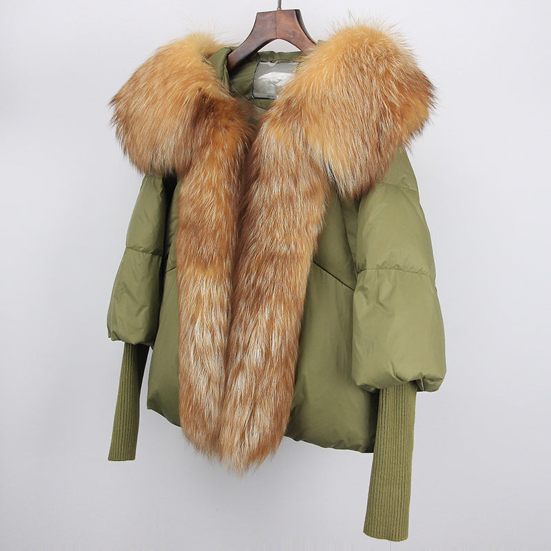 2023 Real Fox Fur Collar Hooded Winter Jacket Women Natural Thick Warm Loose Oversize Duck Down Coat Streetwear Outerwear VELORIA - Thread of Generations