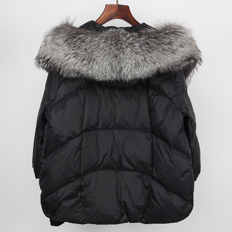 2023 Real Fox Fur Collar Hooded Winter Jacket Women Natural Thick Warm Loose Oversize Duck Down Coat Streetwear Outerwear VELORIA - Thread of Generations
