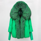2023 Real Fox Fur Collar Hooded Winter Jacket Women Natural Thick Warm Loose Oversize Duck Down Coat Streetwear Outerwear VELORIA - Thread of Generations