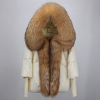 2023 Real Fox Fur Collar Hooded Winter Jacket Women Natural Thick Warm Loose Oversize Duck Down Coat Streetwear Outerwear VELORIA - Thread of Generations