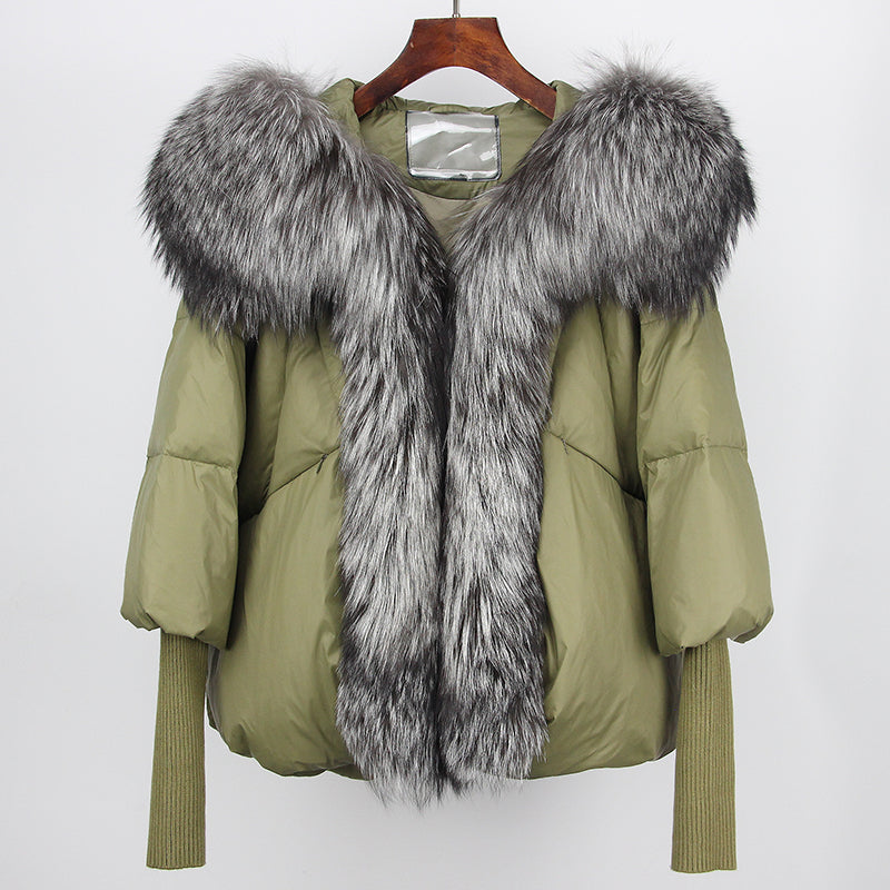 2023 Real Fox Fur Collar Hooded Winter Jacket Women Natural Thick Warm Loose Oversize Duck Down Coat Streetwear Outerwear VELORIA - Thread of Generations