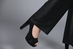 Fashion Women's Solid Color Bootcut Leather Suit Leather Pants LittleYogaSocks