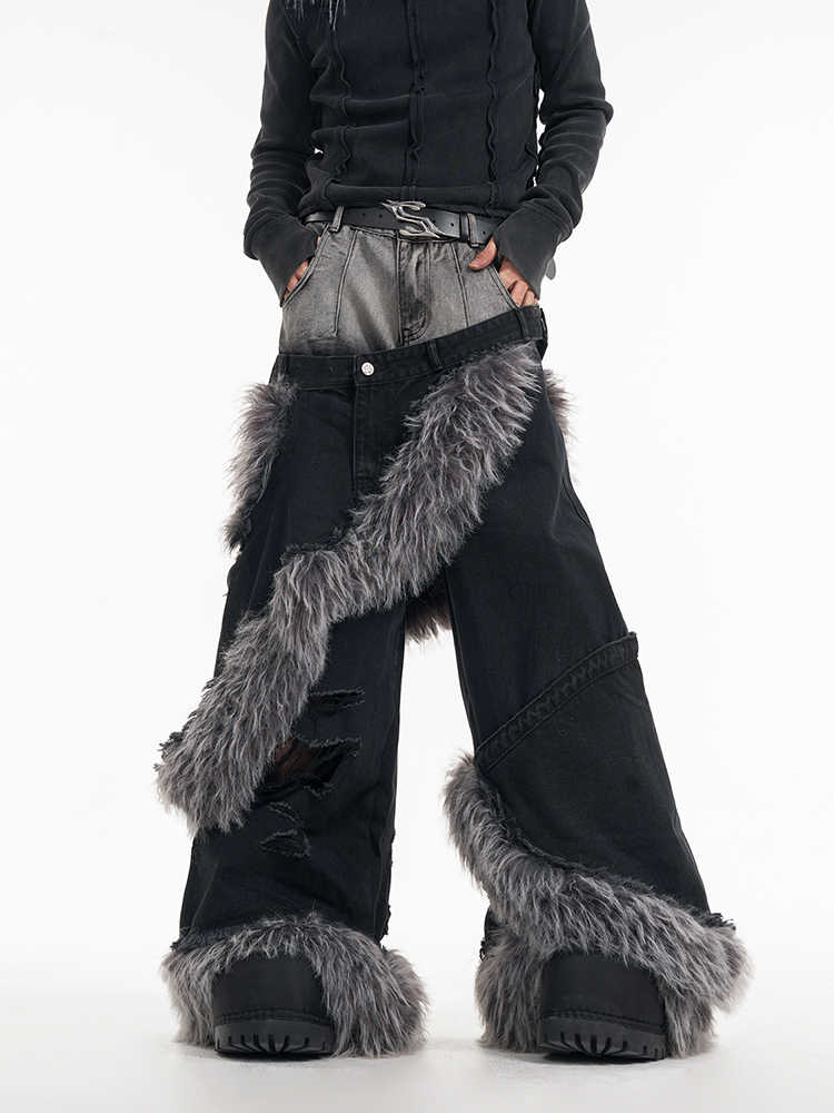 Men's PU Two-Piece Jeans LittleYogaSocks