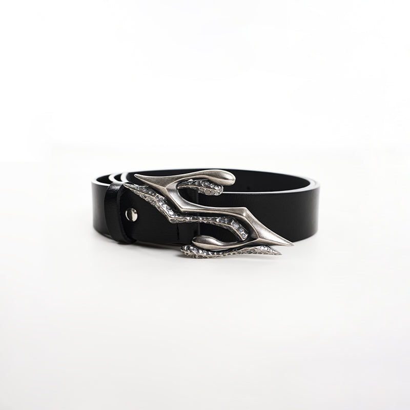 Metal Letter Two-layer Leather Men's Leather Belt LittleYogaSocks