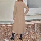 Women's Fall Winter Double Breasted Wool Coat Long Sleeve Notch Lapel Midi Long Trench Coat VELORIA - Thread of Generations
