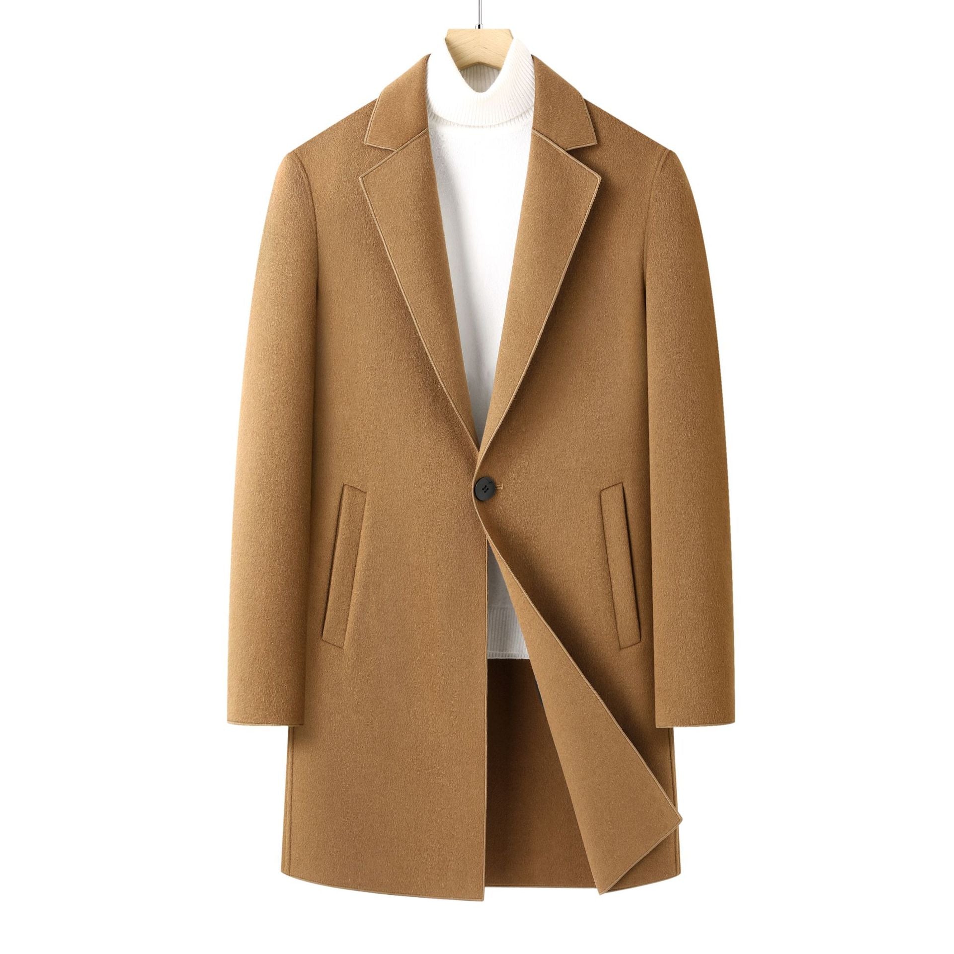 Veloria Men's Double-Faced Wool Overcoat for Fall & Winter LittleYogaSocks