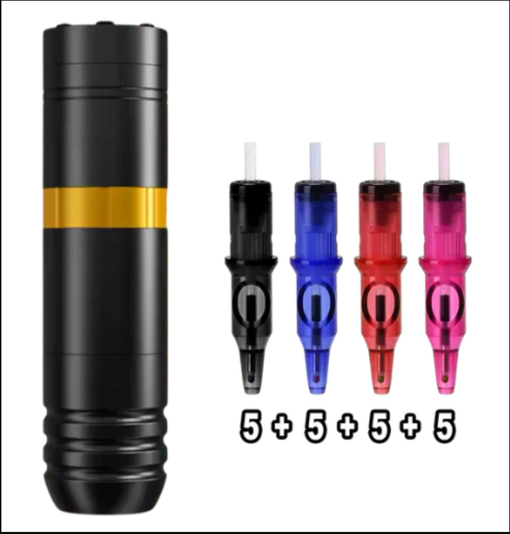 Cordless wireless tattoo pen with cutting-line technology for clean, precise lines. Lightweight, ergonomic design with extended battery life—ideal for detailed work and fine linework without cable hassle. VELORIA - Thread of Generations