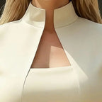 Women's Elegant High Neck Bodycon Mini Dress - Long Sleeve Plain Color Dress For Office, Party & Club VELORIA - Thread of Generations