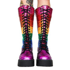 Sequins Color Matching Straps Martin Boots Trifle Platform Contrast Color LittleYogaSocks