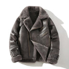 Men's Loose Plus Size Fur Integrated Fleece Lined Padded Warm Keeping Lapel Casual Jacket LittleYogaSocks