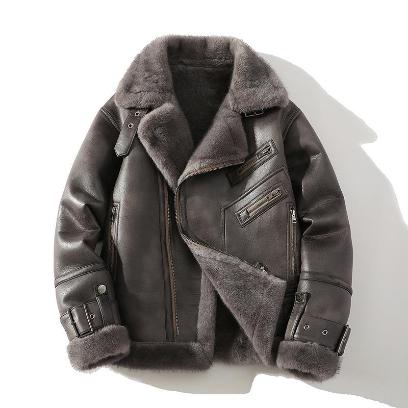Men's Loose Plus Size Fur Integrated Fleece Lined Padded Warm Keeping Lapel Casual Jacket LittleYogaSocks