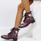 High-top Martin boots for women featuring a vibrant Halloween cartoon print. Built for durability with reliable ankle support and all-day wearability. LittleYogaSocks