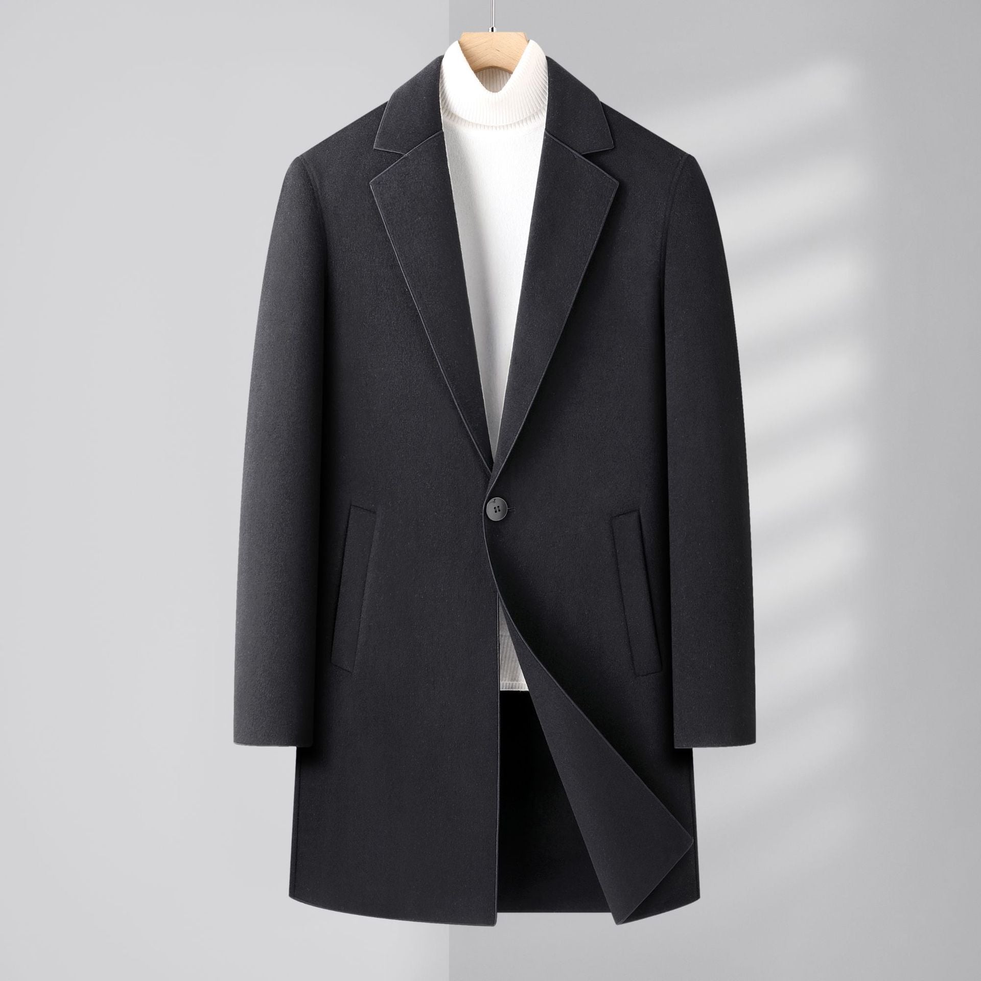 Veloria Men's Double-Faced Wool Overcoat for Fall & Winter LittleYogaSocks
