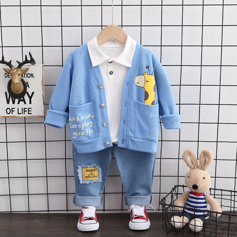 Cartoon Coat Three-piece Set 1-3 Years Old 4 Children's Clothes LittleYogaSocks