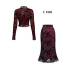 Hollow Out See Through Pure Desire Three-piece Set LittleYogaSocks