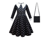 Girls' Fashion Simple Lapel Print Dress LittleYogaSocks