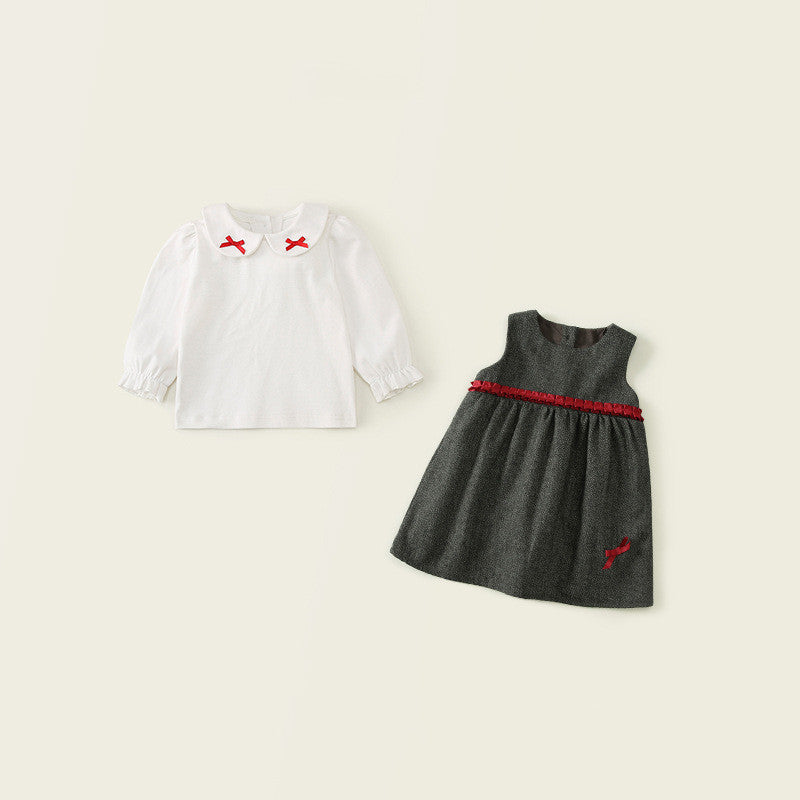 Children's Cardigan Knitted Jacket Long-sleeved Shirt Vest Dress Suit LittleYogaSocks