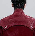 Scale Short Jacket Stand Collar Horse Hair Stitching Heavy Design Leather Coat Scale Short Jacket Stand Collar Horse Hair Stitching Heavy Design Leather Coat LittleYogaSocks