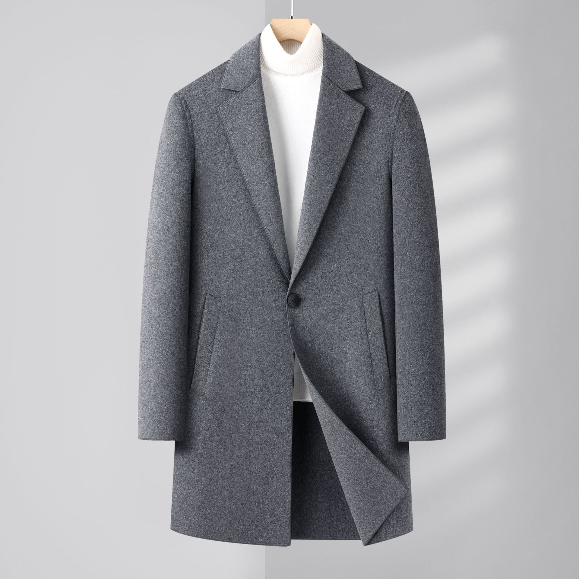 Veloria Men's Double-Faced Wool Overcoat for Fall & Winter LittleYogaSocks