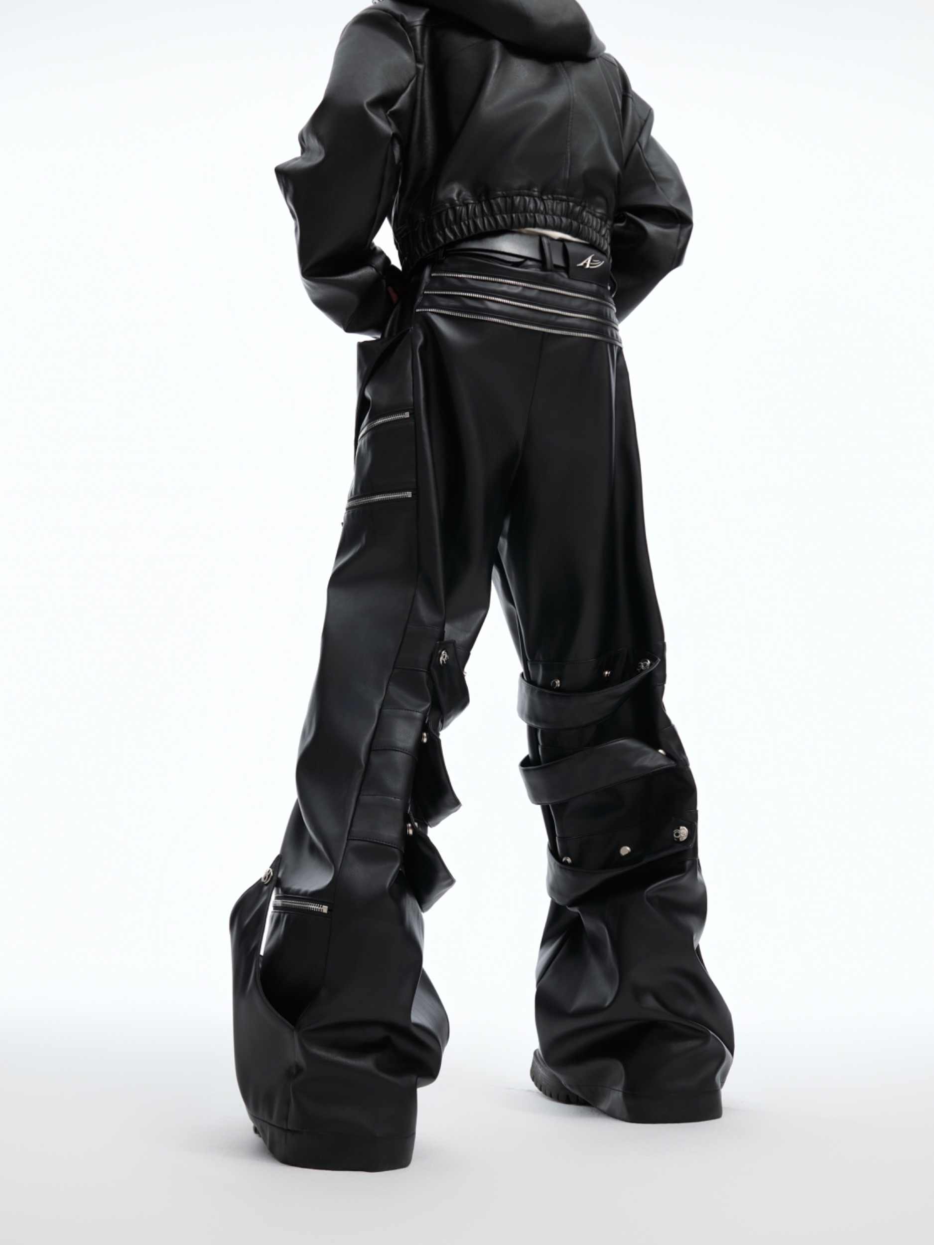Metal Design Sense Baggy Straight Trousers Men LittleYogaSocks