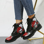 High-top Martin boots for women featuring a vibrant Halloween cartoon print. Built for durability with reliable ankle support and all-day wearability. LittleYogaSocks