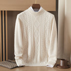 Men's Semi-high Diamond Bottoming Shirt Middle-aged Business Leisure Twisted Warm Sweater LittleYogaSocks