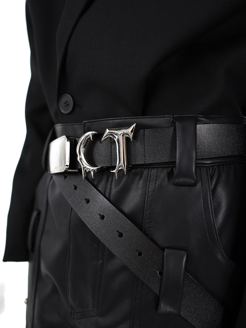 Pioneer Three-dimensional Metal Belt Irregular Stitching Design Trendy Belt Men And Women LittleYogaSocks